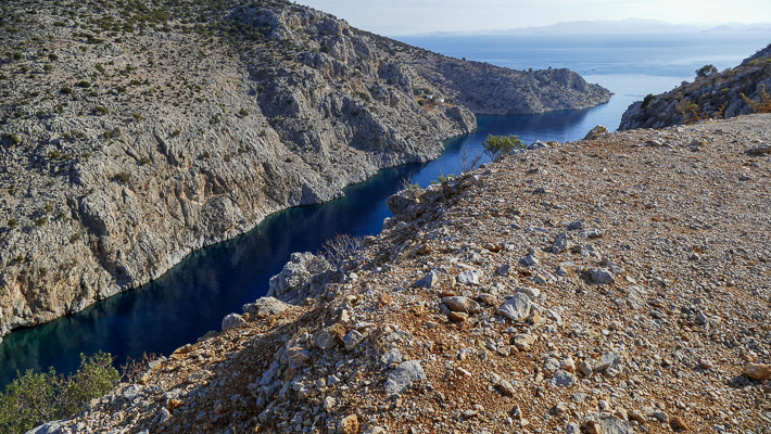 zatoka Vathi widziana z góry wyspa Kalimnos