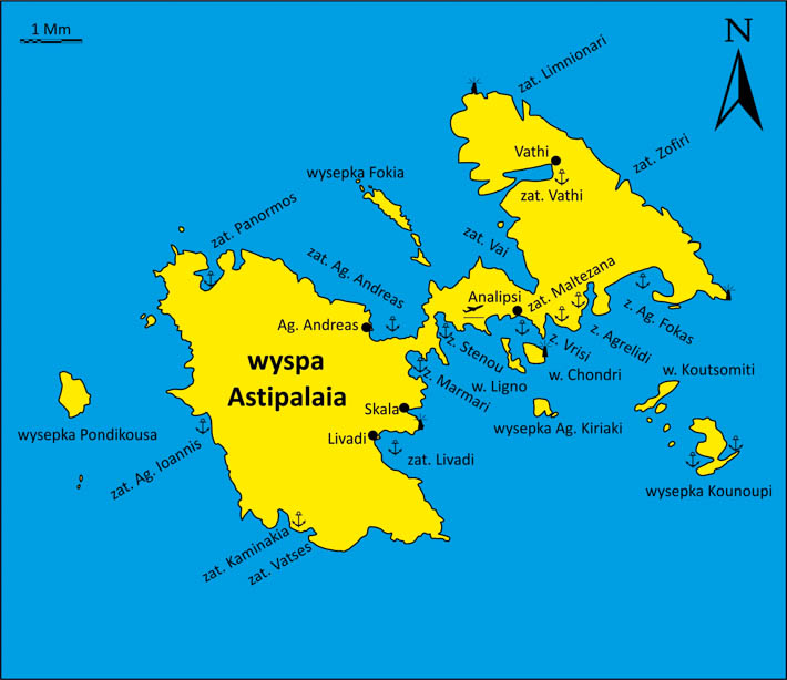 mapa wyspa Astipalaia