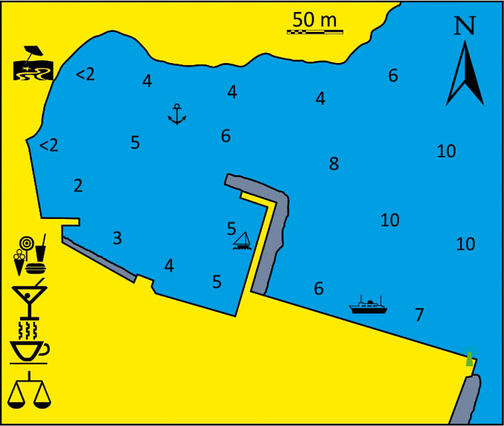 port Skala mapa na wyspie Astipalaia