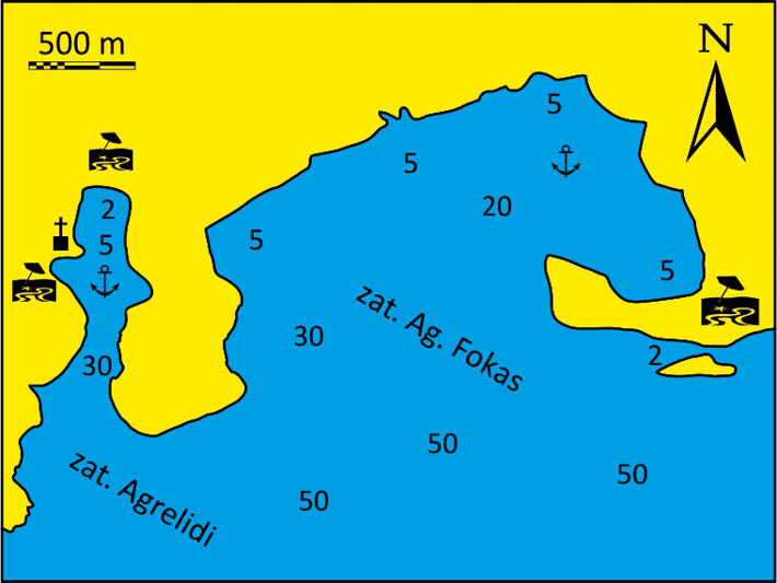 zatoki na wyspie Astipalaia mapka